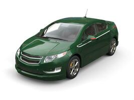 Dark green modern business electric car - studio shot photo