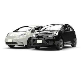 Black and white modern compact cars photo