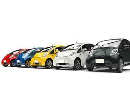 Set of compact multicolored modern electric cars photo