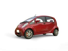 Cherry red electric compact car photo