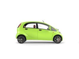Small green electric modern car - side view photo