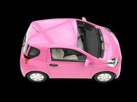 Warm pink compact urban car on black background photo