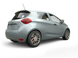 Cool silver modern economic electric car - back side view - 3D Illustration photo