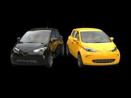 Modern electric eco cars - black and yellow - 3D Illustration photo