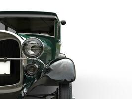 Dark green vintage car - front view cut shot - 3D Render photo