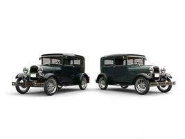 Two beautiful 1920s vintage cars - side by side - 3D Illustration photo