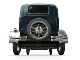 Dark blue vintage car - rear wheel shot - 3D Render photo