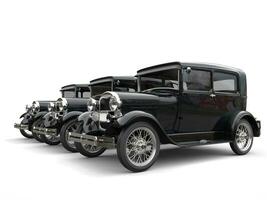 Three beautiful 1920s vintage cars - perspective shot - 3D Render photo