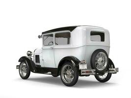 Cool oldtimer white vintage car - back side view - 3D Illustration photo