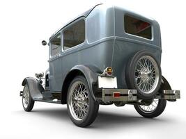 Vintage metallic beautiful oldtimer car - back angled view - 3D Render photo
