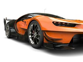 Black and orange supercar - headlight closeup shot - 3D Illustration photo