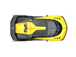 Yellow sports supercar - top down view - 3D Illustration photo