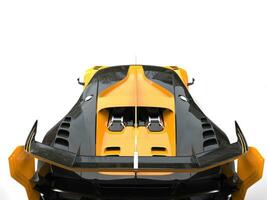 Black and yellow race supercar - tail view - 3D Illustration photo