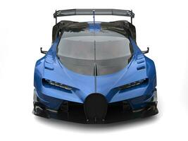 Black and blue race supercar - front view studio shot - 3D Illustration photo
