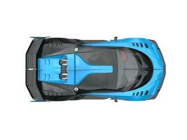 Blue sports supercar - top down view - 3D Illustration photo