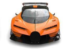 Black and orange supercar - front top down view - 3D Illustration photo