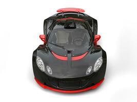 Black and red modern sports car - top down view photo