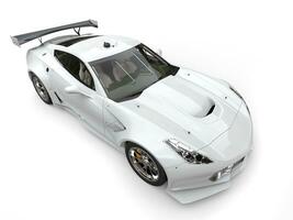 Modern endurance white sportscar - top down view photo