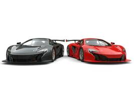 Black and red great supercars side by side photo