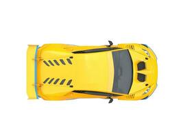 Sun yellow futuristic race sportscar - top view photo