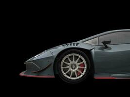 Dark gray metallic extreme racing car with red details - cut shot photo