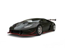 Amazing sleek black race car with red details photo