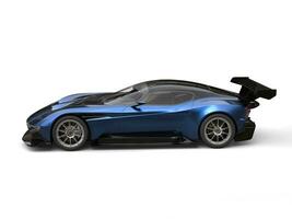 Navy blue metallic awesome super car - side view photo