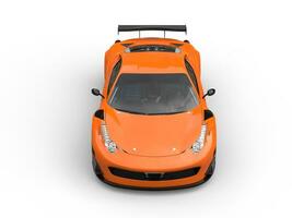 Bright orange sports car - topdown front view photo