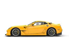 Bright yellow modern fast sports car - side view photo