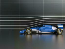 Cool blue formula racing car in wind tunnel photo