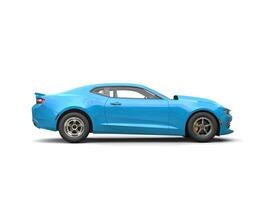 Light sky blue modern muscle car - side view - 3D Render photo