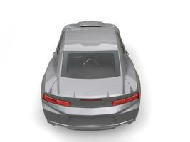 Light silver metallic modern car - top down rear view - 3D Illustration photo