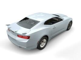 Ghost white modern muscle car - rear side view - 3D Illustration photo