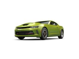 Metallic olive green modern fast car - front view - 3D Illustration photo
