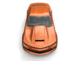 Sandy brown metallic fast muscle car - top down view - 3D Illustration photo