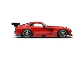 Fire red super car - side view - 3D Render photo