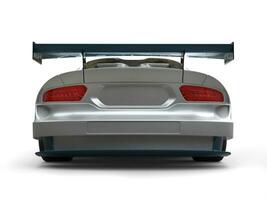 Warm silver racing car - back view - 3D Illustration photo