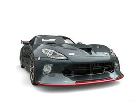 Blue gray extreme supercar with red details - 3D Illustration photo