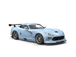 Light sky blue modern sports car - studio shot - 3D Illustration photo