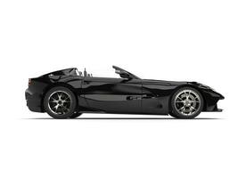 Pitch black modern convertible super sports car - side view photo