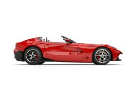 Bright red modern convertible super sports car - side view photo