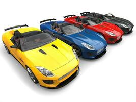 Stunning convertible modern sports cars in various colors photo