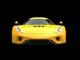 Bright sun yellow awesome super car - front view photo