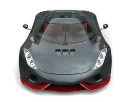 Blueish gray futuristic supercar with red painted details photo
