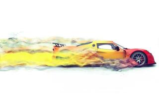 Super racing car - smoke trail effect photo