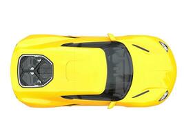 Bright yellow modern sportscar- top down view photo