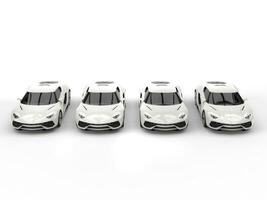 Row of shiny white sports cars photo