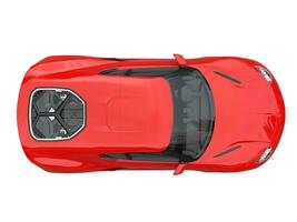 Brick red modern sportscar- top down view photo