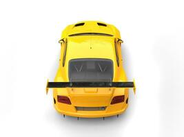 Brihgt yellow modern sport super car - top back view photo