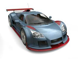 Modern super car - steel blue and metallic cherry paint photo